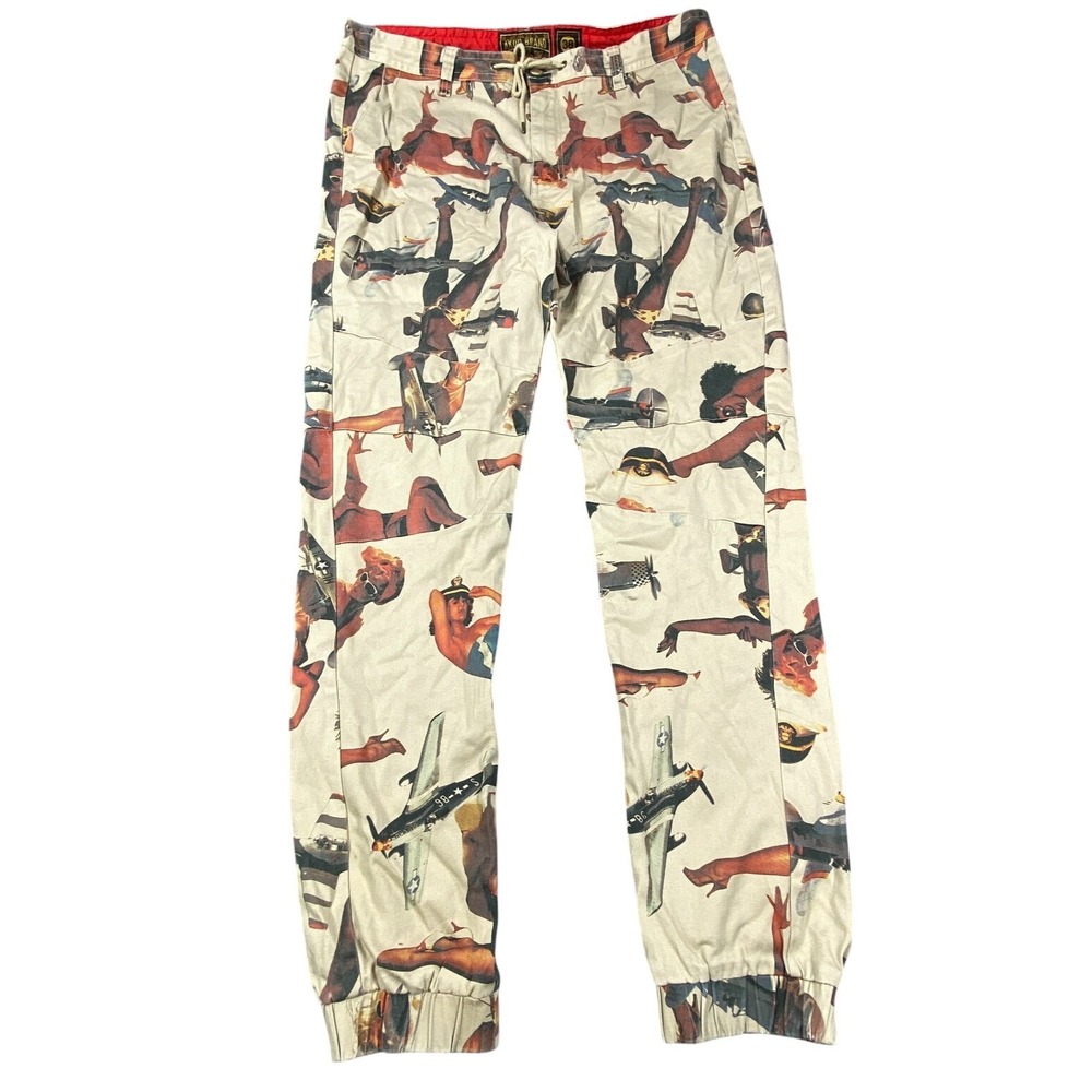 Vintage Akoo Brand Jogger Pants Men 38 Pinup Graphic Streetwear Grunge AOP Y2K